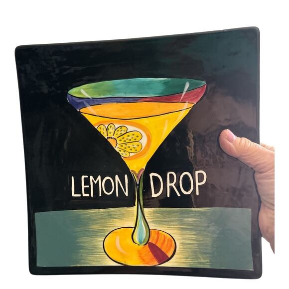 Mary Naylor Designs “Lemon Drop” Hand Painted Square Plate - Picture 4 of 6